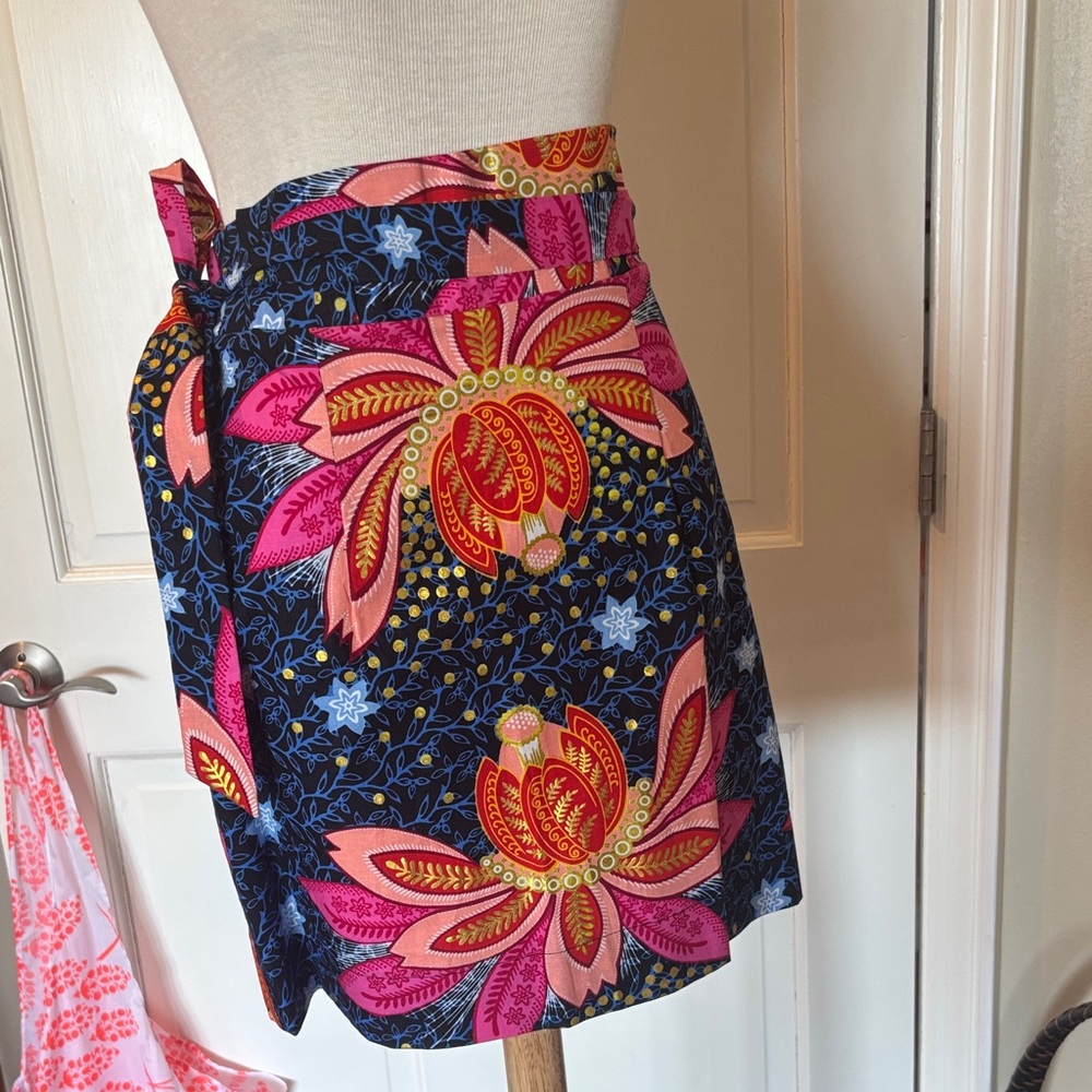 Floral Wrap Skirt with Pink and Blue Design